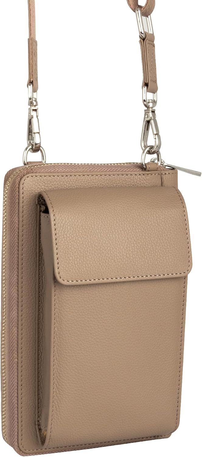 Crossbody Bag for Women, Leather Phone Wallet Purse with Adjustable Anti Theft Strap & RFID Blocking 12 Card Slots