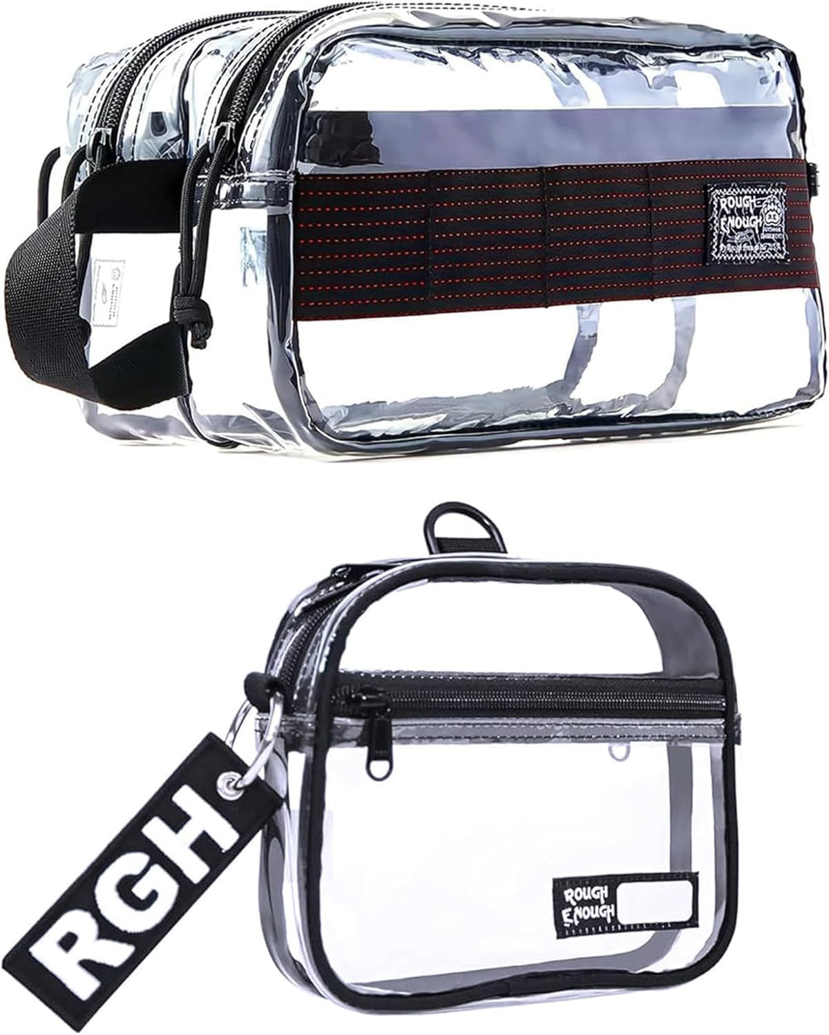 Rough Enough Clear Toiletry Bags for Traveling Bundle Set