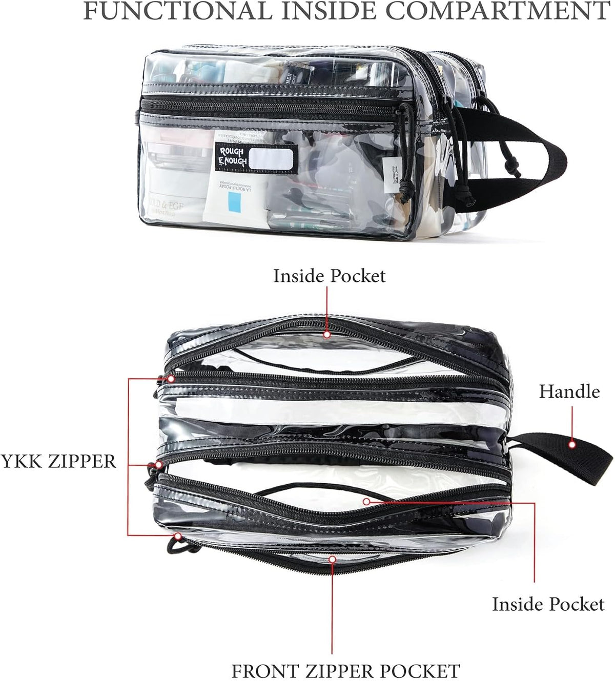 Rough Enough Clear Toiletry Bags for Traveling Bundle Set