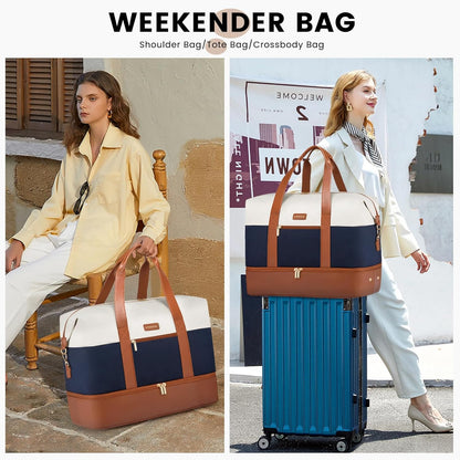 Weekender Bag for Women, Large Duffle Bag for Travel with 2 Packing Cubes, Carry on Overnight Bag with Shoe Compartment, Mom Hospital Bags for Labor and Delivery