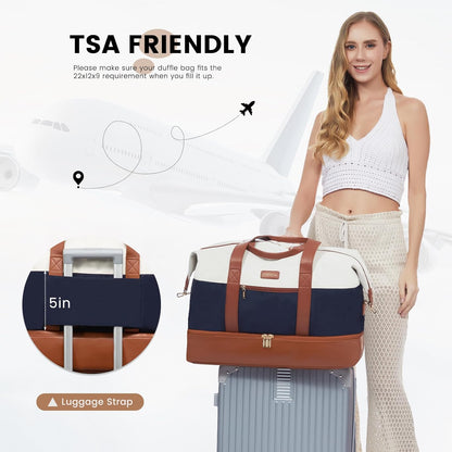 Weekender Bag for Women, Large Duffle Bag for Travel with 2 Packing Cubes, Carry on Overnight Bag with Shoe Compartment, Mom Hospital Bags for Labor and Delivery