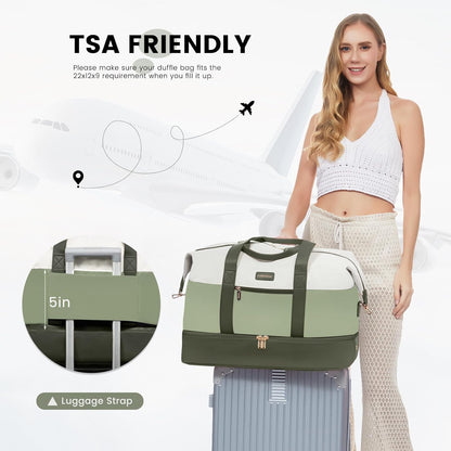 Weekender Bag for Women, Large Duffle Bag for Travel with 2 Packing Cubes, Carry on Overnight Bag with Shoe Compartment, Mom Hospital Bags for Labor and Delivery