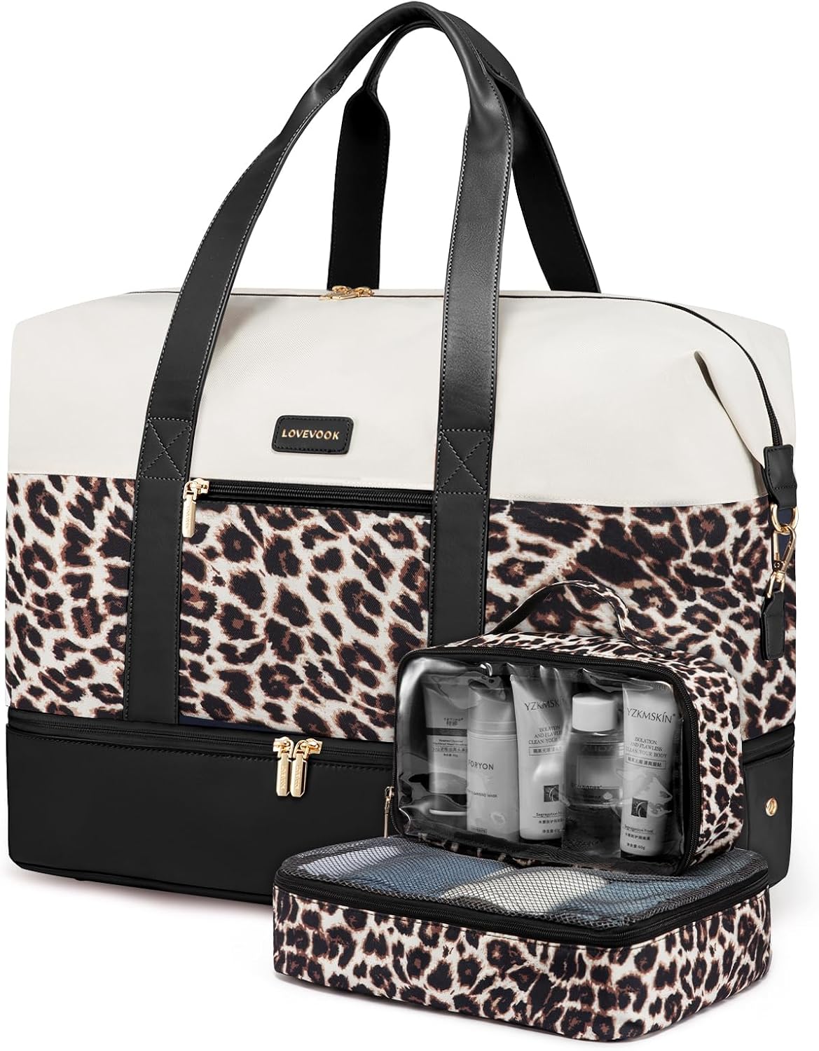 Weekender Bag for Women, Large Duffle Bag for Travel with 2 Packing Cubes, Carry on Overnight Bag with Shoe Compartment, Mom Hospital Bags for Labor and Delivery
