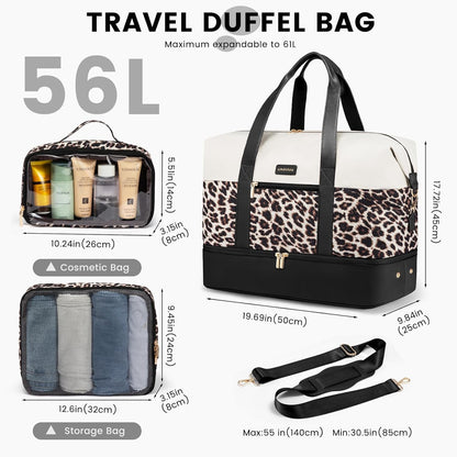Weekender Bag for Women, Large Duffle Bag for Travel with 2 Packing Cubes, Carry on Overnight Bag with Shoe Compartment, Mom Hospital Bags for Labor and Delivery