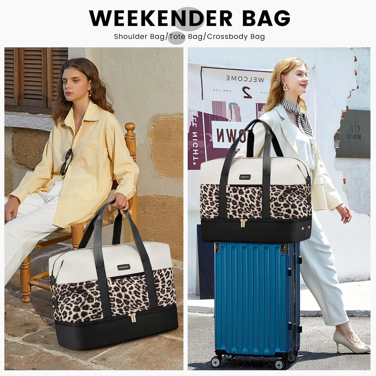 Weekender Bag for Women, Large Duffle Bag for Travel with 2 Packing Cubes, Carry on Overnight Bag with Shoe Compartment, Mom Hospital Bags for Labor and Delivery