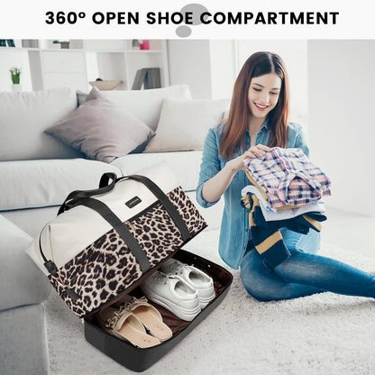 Weekender Bag for Women, Large Duffle Bag for Travel with 2 Packing Cubes, Carry on Overnight Bag with Shoe Compartment, Mom Hospital Bags for Labor and Delivery