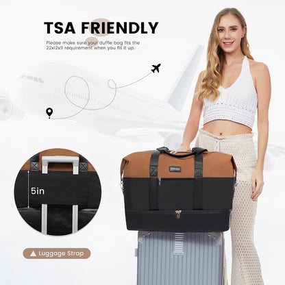 Weekender Bag for Women, Large Duffle Bag for Travel with 2 Packing Cubes, Carry on Overnight Bag with Shoe Compartment, Mom Hospital Bags for Labor and Delivery