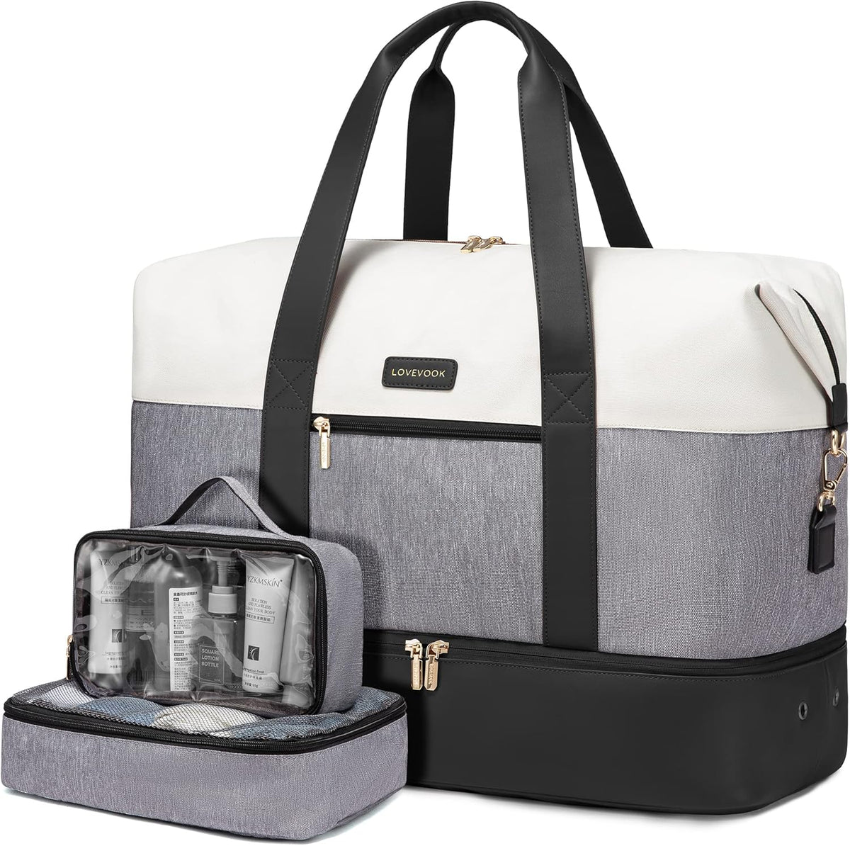 Weekender Bag for Women, Large Duffle Bag for Travel with 2 Packing Cubes, Carry on Overnight Bag with Shoe Compartment, Mom Hospital Bags for Labor and Delivery