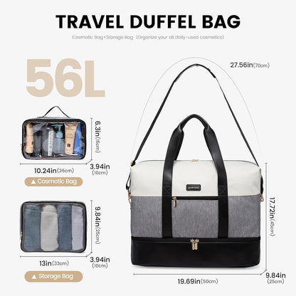 Weekender Bag for Women, Large Duffle Bag for Travel with 2 Packing Cubes, Carry on Overnight Bag with Shoe Compartment, Mom Hospital Bags for Labor and Delivery