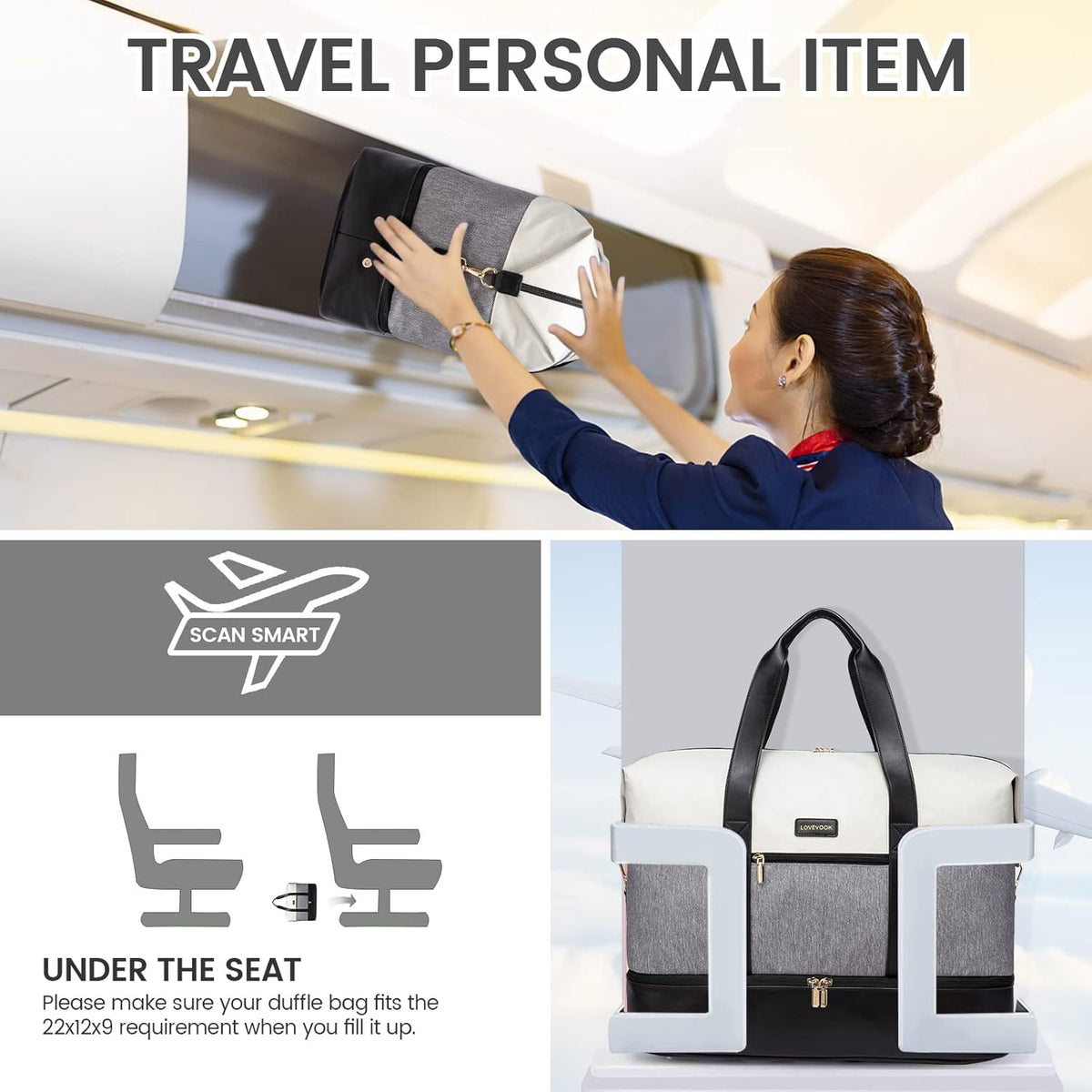 Weekender Bag for Women, Large Duffle Bag for Travel with 2 Packing Cubes, Carry on Overnight Bag with Shoe Compartment, Mom Hospital Bags for Labor and Delivery