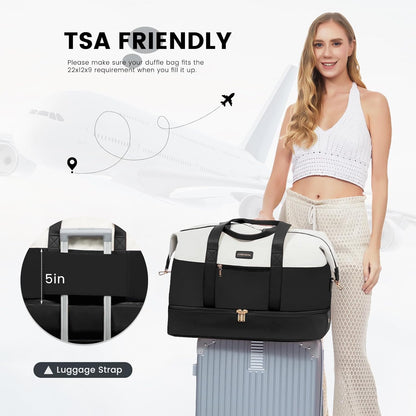 Weekender Bag for Women, Large Duffle Bag for Travel with 2 Packing Cubes, Carry on Overnight Bag with Shoe Compartment, Mom Hospital Bags for Labor and Delivery