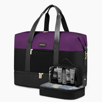 Weekender Bag for Women, Large Duffle Bag for Travel with 2 Packing Cubes, Carry on Overnight Bag with Shoe Compartment, Mom Hospital Bags for Labor and Delivery