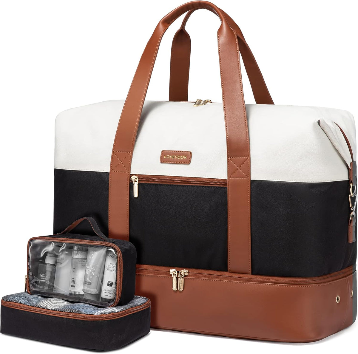 Weekender Bag for Women, Large Duffle Bag for Travel with 2 Packing Cubes, Carry on Overnight Bag with Shoe Compartment, Mom Hospital Bags for Labor and Delivery