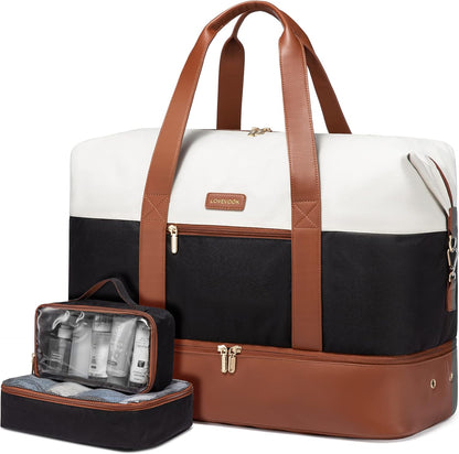 Weekender Bag for Women, Large Duffle Bag for Travel with 2 Packing Cubes, Carry on Overnight Bag with Shoe Compartment, Mom Hospital Bags for Labor and Delivery