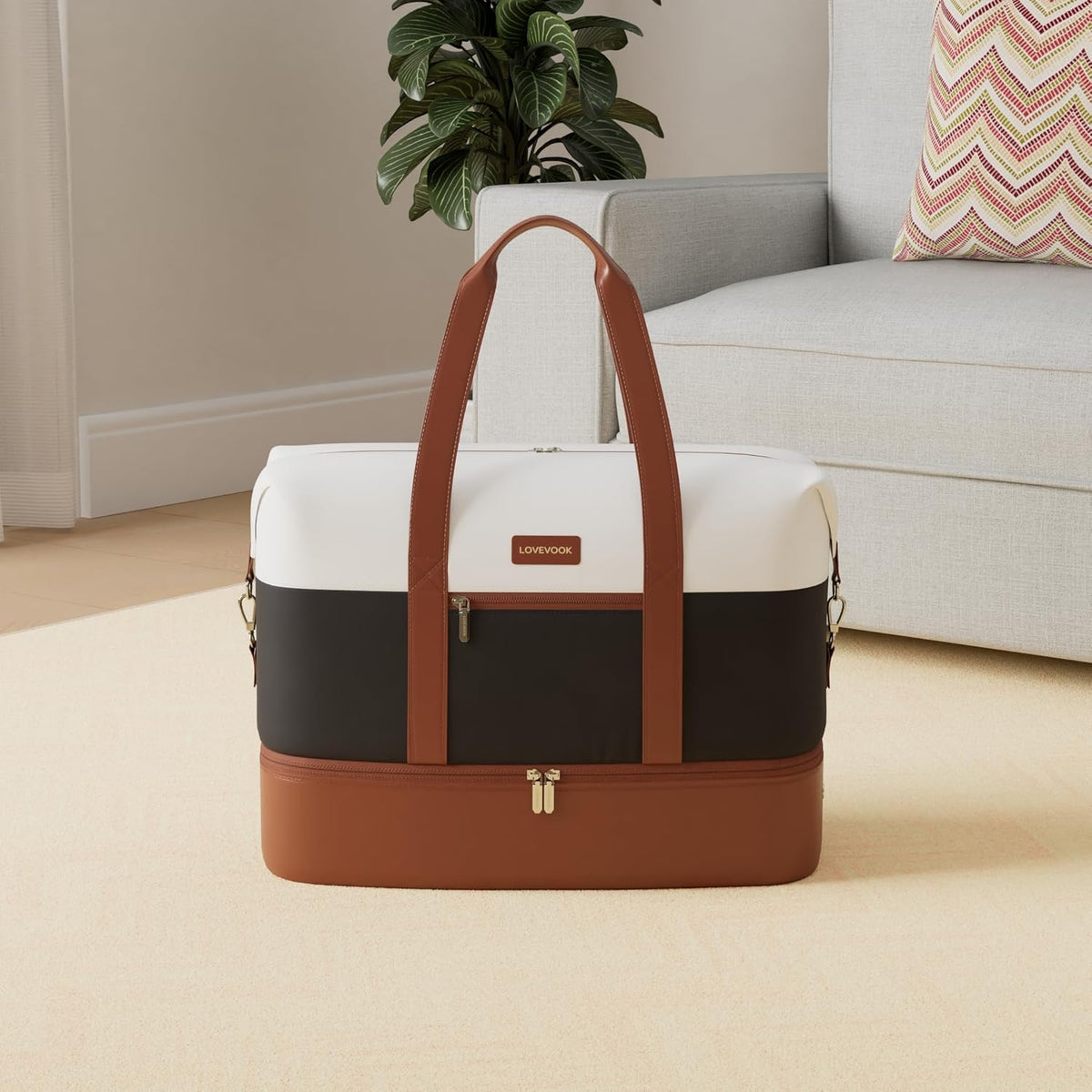 Weekender Bag for Women, Large Duffle Bag for Travel with 2 Packing Cubes, Carry on Overnight Bag with Shoe Compartment, Mom Hospital Bags for Labor and Delivery