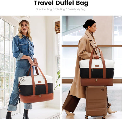 Weekender Bag for Women, Large Duffle Bag for Travel with 2 Packing Cubes, Carry on Overnight Bag with Shoe Compartment, Mom Hospital Bags for Labor and Delivery