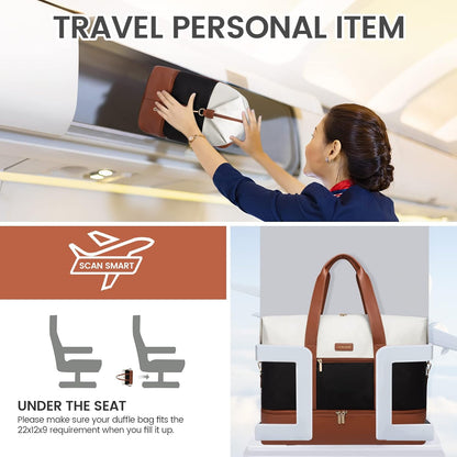 Weekender Bag for Women, Large Duffle Bag for Travel with 2 Packing Cubes, Carry on Overnight Bag with Shoe Compartment, Mom Hospital Bags for Labor and Delivery