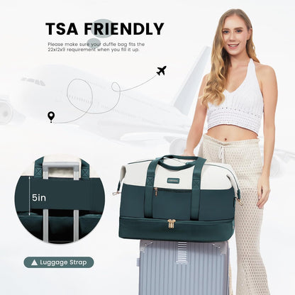 Weekender Bag for Women, Large Duffle Bag for Travel with 2 Packing Cubes, Carry on Overnight Bag with Shoe Compartment, Mom Hospital Bags for Labor and Delivery