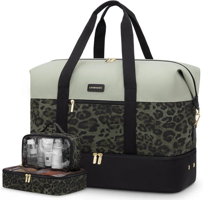 Weekender Bag for Women, Large Duffle Bag for Travel with 2 Packing Cubes, Carry on Overnight Bag with Shoe Compartment, Mom Hospital Bags for Labor and Delivery