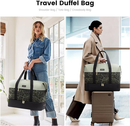 Weekender Bag for Women, Large Duffle Bag for Travel with 2 Packing Cubes, Carry on Overnight Bag with Shoe Compartment, Mom Hospital Bags for Labor and Delivery
