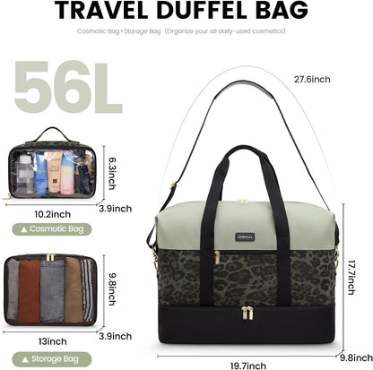 Weekender Bag for Women, Large Duffle Bag for Travel with 2 Packing Cubes, Carry on Overnight Bag with Shoe Compartment, Mom Hospital Bags for Labor and Delivery