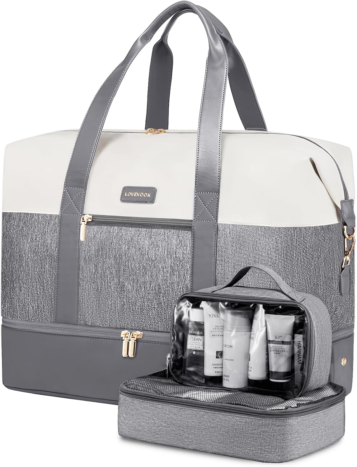 Weekender Bag for Women, Large Duffle Bag for Travel with 2 Packing Cubes, Carry on Overnight Bag with Shoe Compartment, Mom Hospital Bags for Labor and Delivery