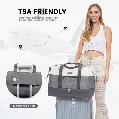 Weekender Bag for Women, Large Duffle Bag for Travel with 2 Packing Cubes, Carry on Overnight Bag with Shoe Compartment, Mom Hospital Bags for Labor and Delivery