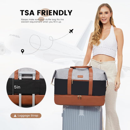Weekender Bag for Women, Large Duffle Bag for Travel with 2 Packing Cubes, Carry on Overnight Bag with Shoe Compartment, Mom Hospital Bags for Labor and Delivery