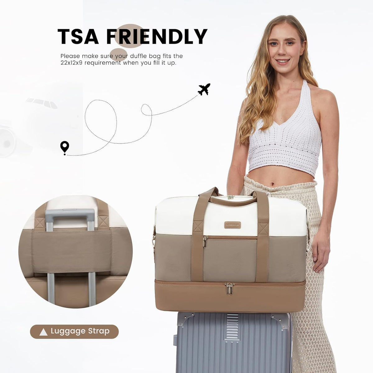 Weekender Bag for Women, Large Duffle Bag for Travel with 2 Packing Cubes, Carry on Overnight Bag with Shoe Compartment, Mom Hospital Bags for Labor and Delivery