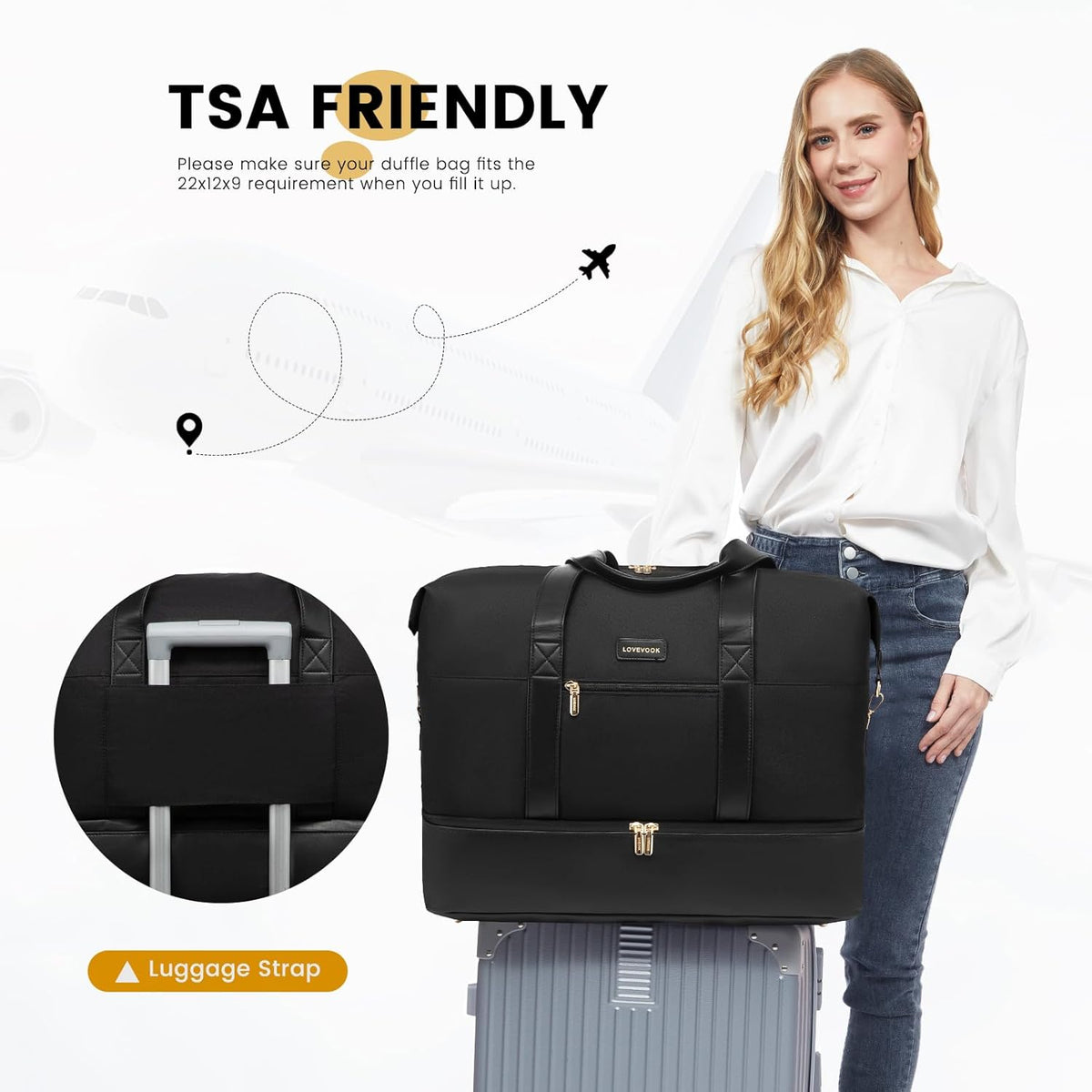 Weekender Bag for Women, Large Duffle Bag for Travel with 2 Packing Cubes, Carry on Overnight Bag with Shoe Compartment, Mom Hospital Bags for Labor and Delivery