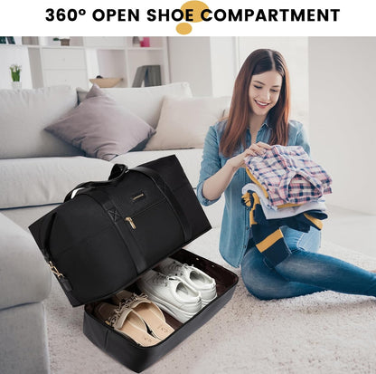 Weekender Bag for Women, Large Duffle Bag for Travel with 2 Packing Cubes, Carry on Overnight Bag with Shoe Compartment, Mom Hospital Bags for Labor and Delivery