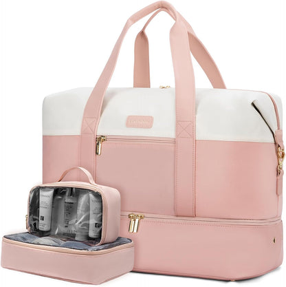 Weekender Bag for Women, Large Duffle Bag for Travel with 2 Packing Cubes, Carry on Overnight Bag with Shoe Compartment, Mom Hospital Bags for Labor and Delivery