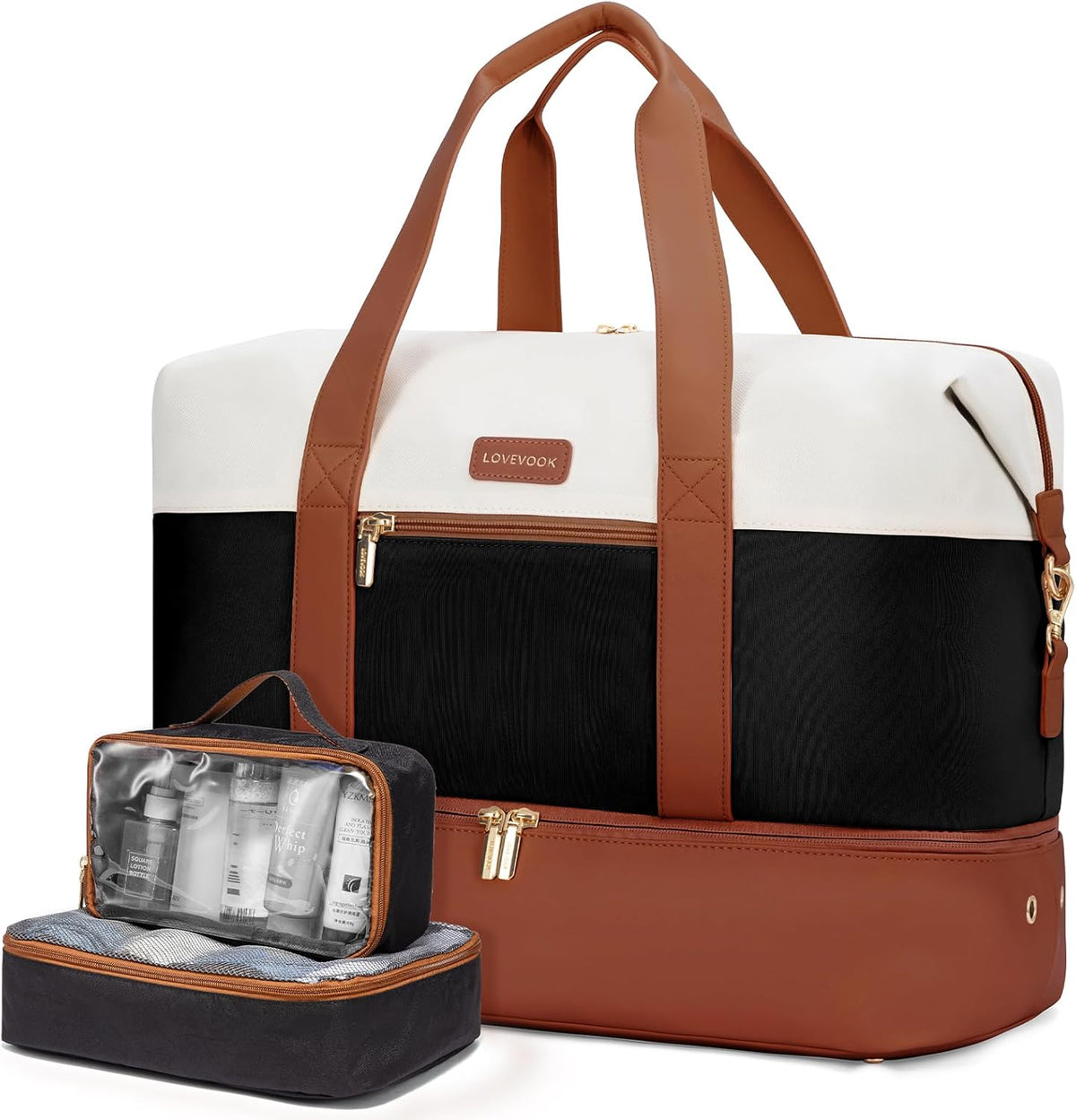Weekender Bag for Women, Large Duffle Bag for Travel with 2 Packing Cubes, Carry on Overnight Bag with Shoe Compartment, Mom Hospital Bags for Labor and Delivery
