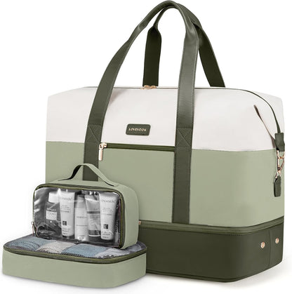 Weekender Bag for Women, Large Duffle Bag for Travel with 2 Packing Cubes, Carry on Overnight Bag with Shoe Compartment, Mom Hospital Bags for Labor and Delivery