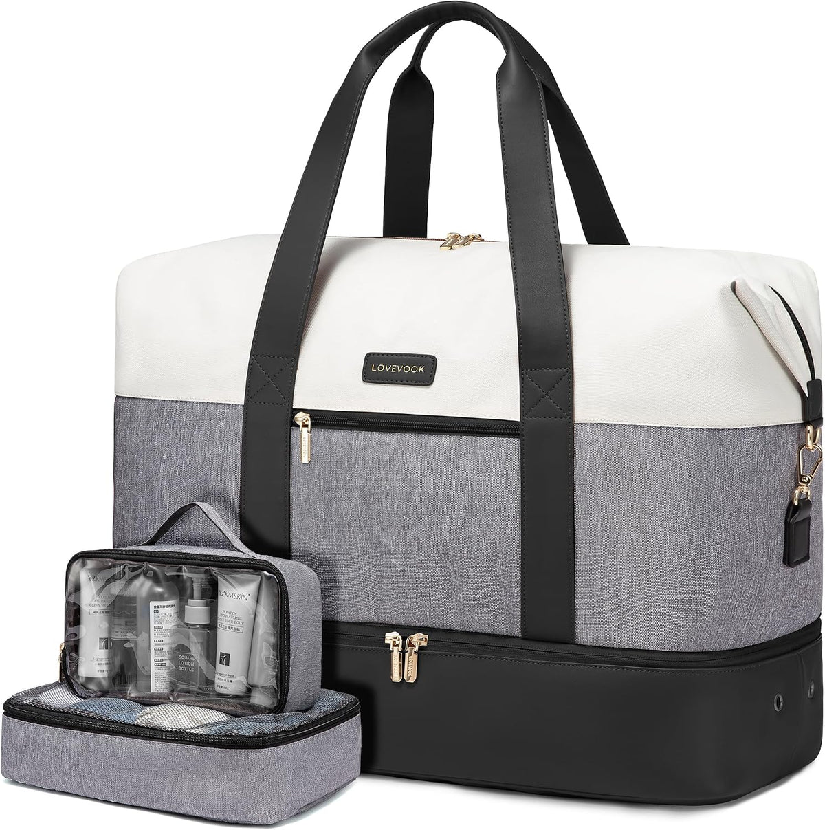 Weekender Bag for Women, Large Duffle Bag for Travel with 2 Packing Cubes, Carry on Overnight Bag with Shoe Compartment, Mom Hospital Bags for Labor and Delivery