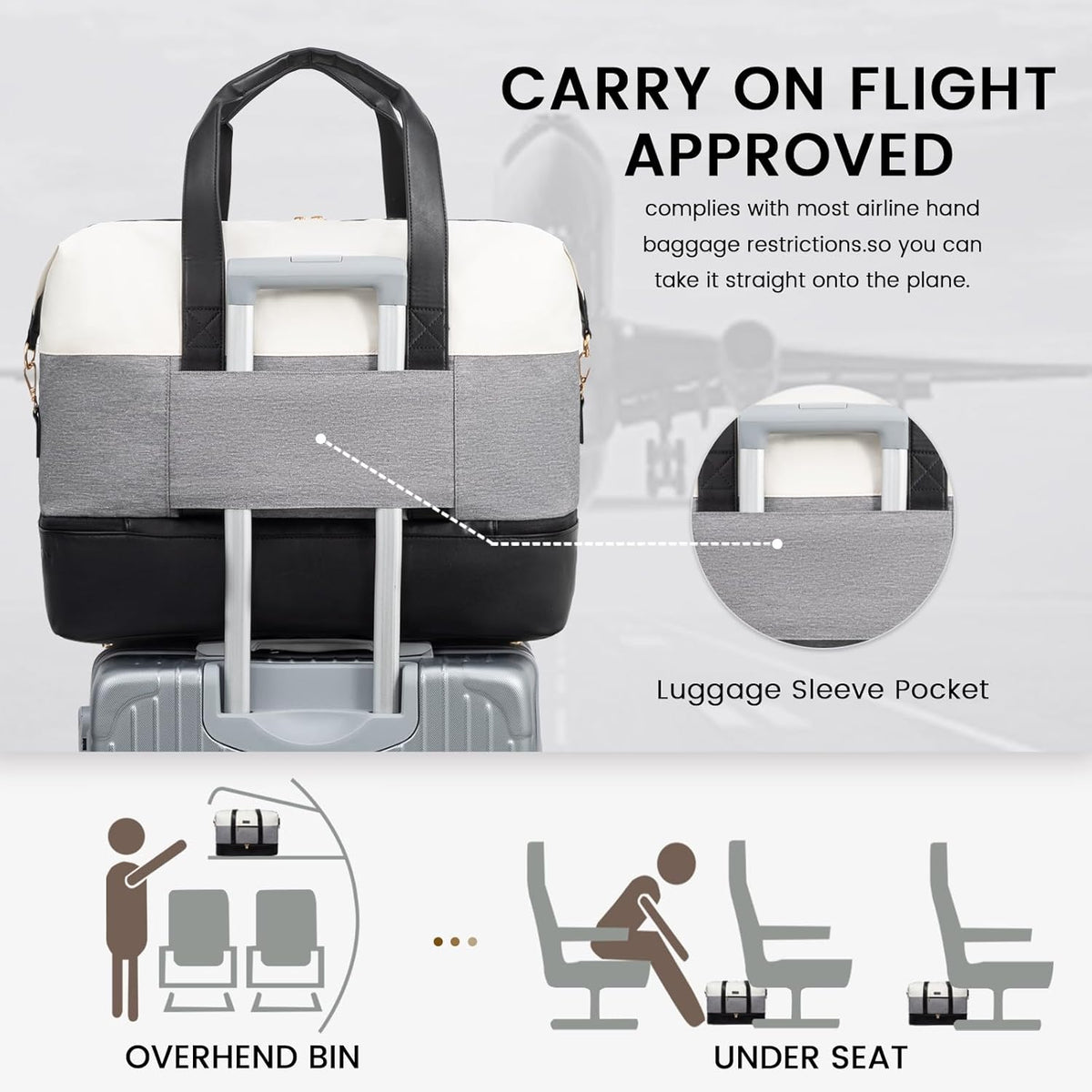 Weekender Bag for Women, Large Duffle Bag for Travel with 2 Packing Cubes, Carry on Overnight Bag with Shoe Compartment, Mom Hospital Bags for Labor and Delivery