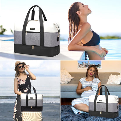 Weekender Bag for Women, Large Duffle Bag for Travel with 2 Packing Cubes, Carry on Overnight Bag with Shoe Compartment, Mom Hospital Bags for Labor and Delivery