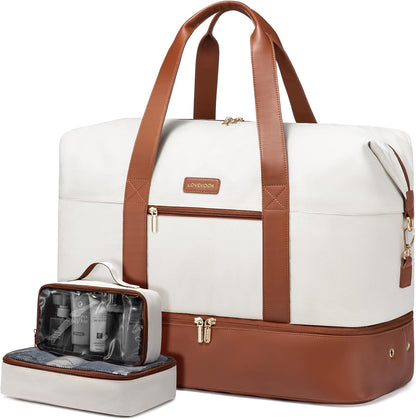 Weekender Bag for Women, Large Duffle Bag for Travel with 2 Packing Cubes, Carry on Overnight Bag with Shoe Compartment, Mom Hospital Bags for Labor and Delivery