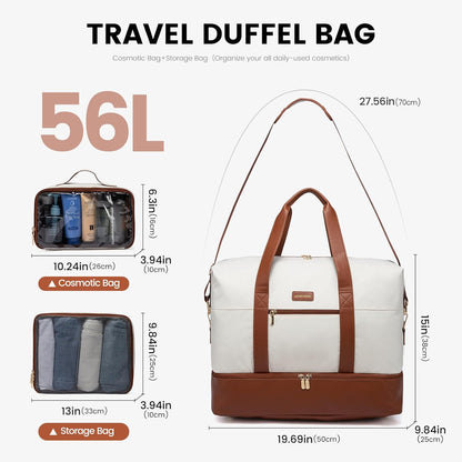 Weekender Bag for Women, Large Duffle Bag for Travel with 2 Packing Cubes, Carry on Overnight Bag with Shoe Compartment, Mom Hospital Bags for Labor and Delivery