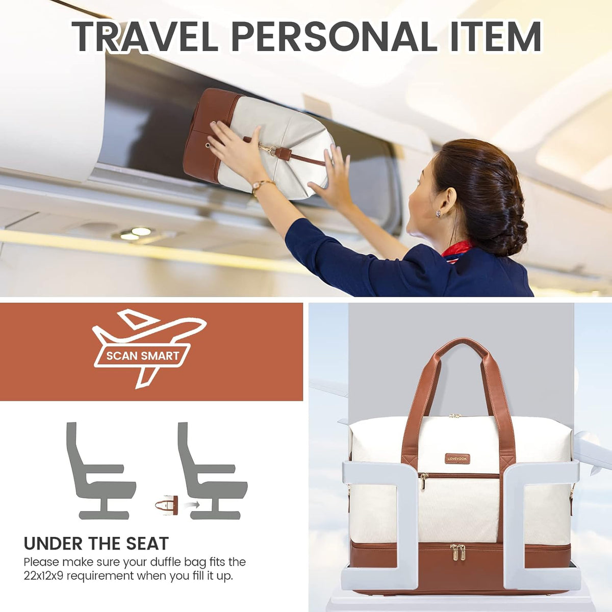 Weekender Bag for Women, Large Duffle Bag for Travel with 2 Packing Cubes, Carry on Overnight Bag with Shoe Compartment, Mom Hospital Bags for Labor and Delivery