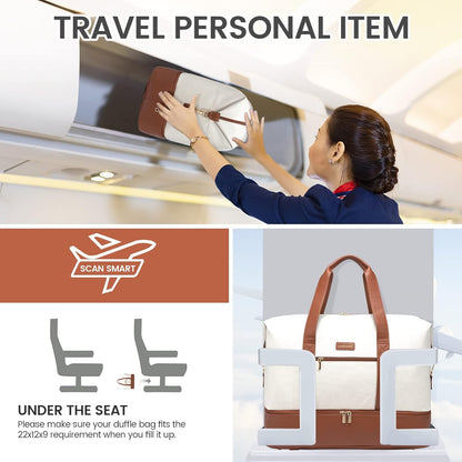 Weekender Bag for Women, Large Duffle Bag for Travel with 2 Packing Cubes, Carry on Overnight Bag with Shoe Compartment, Mom Hospital Bags for Labor and Delivery