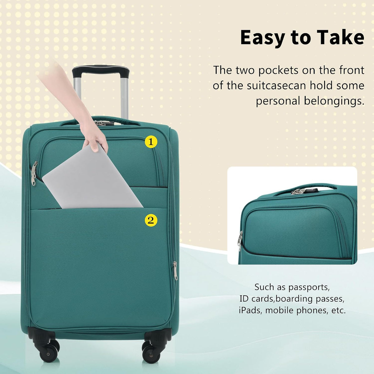 4 Piece Expandable Softside Luggage Set with TSA Lock and 360 Spinner Wheels Lightweight Suitcase Set for Family Vacation (18/22/26/30 Inch) (Light Green)