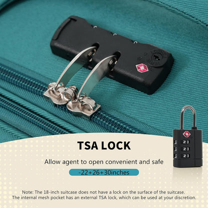 4 Piece Expandable Softside Luggage Set with TSA Lock and 360 Spinner Wheels Lightweight Suitcase Set for Family Vacation (18/22/26/30 Inch) (Light Green)
