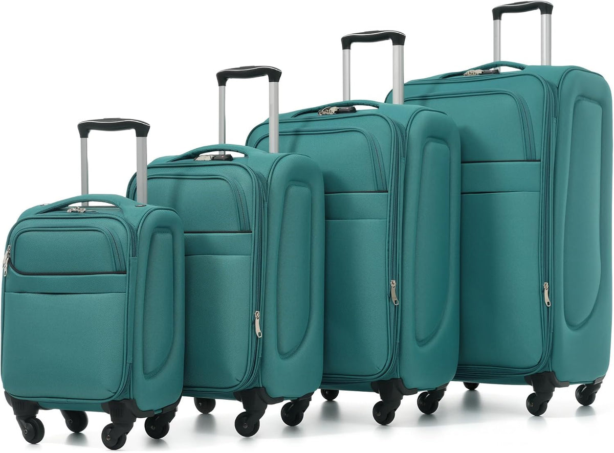 4 Piece Expandable Softside Luggage Set with TSA Lock and 360 Spinner Wheels Lightweight Suitcase Set for Family Vacation (18/22/26/30 Inch) (Light Green)