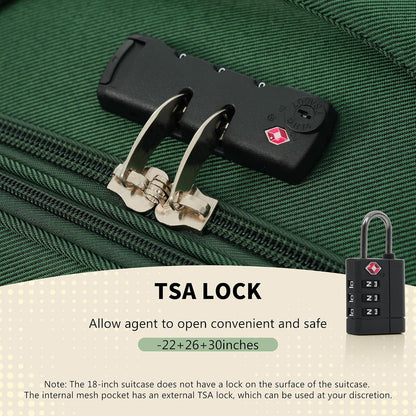 4 Piece Expandable Softside Luggage Set with TSA Lock and 360 Spinner Wheels Lightweight Suitcase Set for Family Vacation (18/22/26/30 Inch) (Light Green)