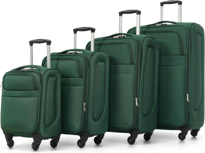 4 Piece Expandable Softside Luggage Set with TSA Lock and 360 Spinner Wheels Lightweight Suitcase Set for Family Vacation (18/22/26/30 Inch) (Light Green)