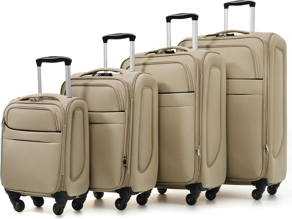 4 Piece Expandable Softside Luggage Set with TSA Lock and 360 Spinner Wheels Lightweight Suitcase Set for Family Vacation (18/22/26/30 Inch) (Light Green)