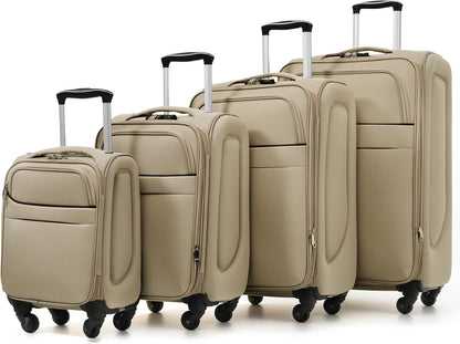 4 Piece Expandable Softside Luggage Set with TSA Lock and 360 Spinner Wheels Lightweight Suitcase Set for Family Vacation (18/22/26/30 Inch) (Light Green)