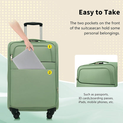 4 Piece Expandable Softside Luggage Set with TSA Lock and 360 Spinner Wheels Lightweight Suitcase Set for Family Vacation (18/22/26/30 Inch) (Light Green)