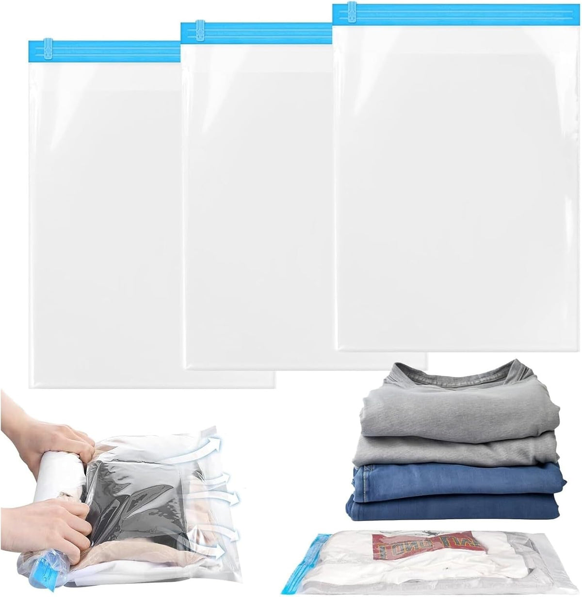 Travel Compression Bags, Roll Up Space Saver for Luggage, Cruise Ship Essentials Cothes(S)